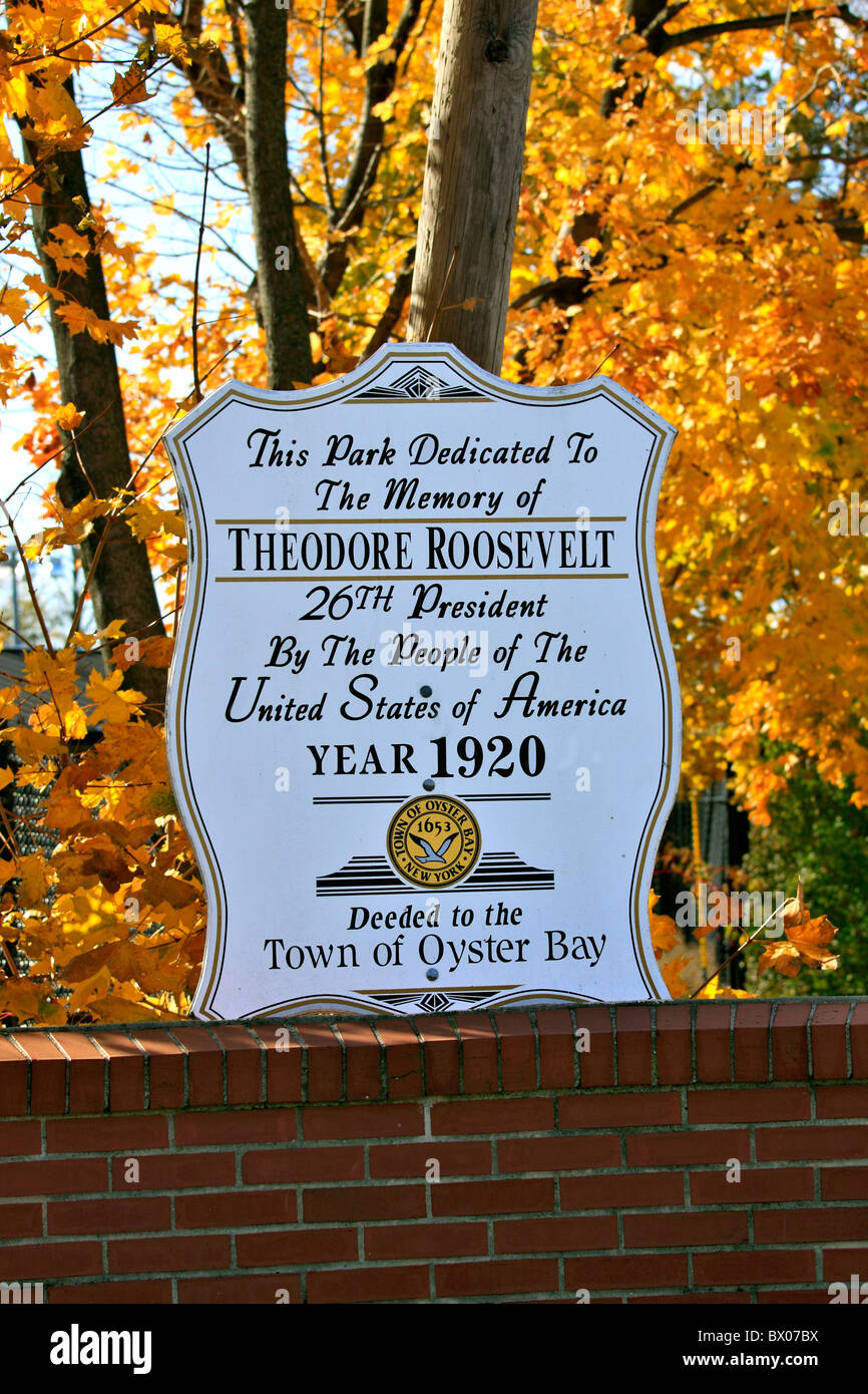 Entrance to Theodore Roosevelt Park, Oyster Bay, Long Island NY Stock