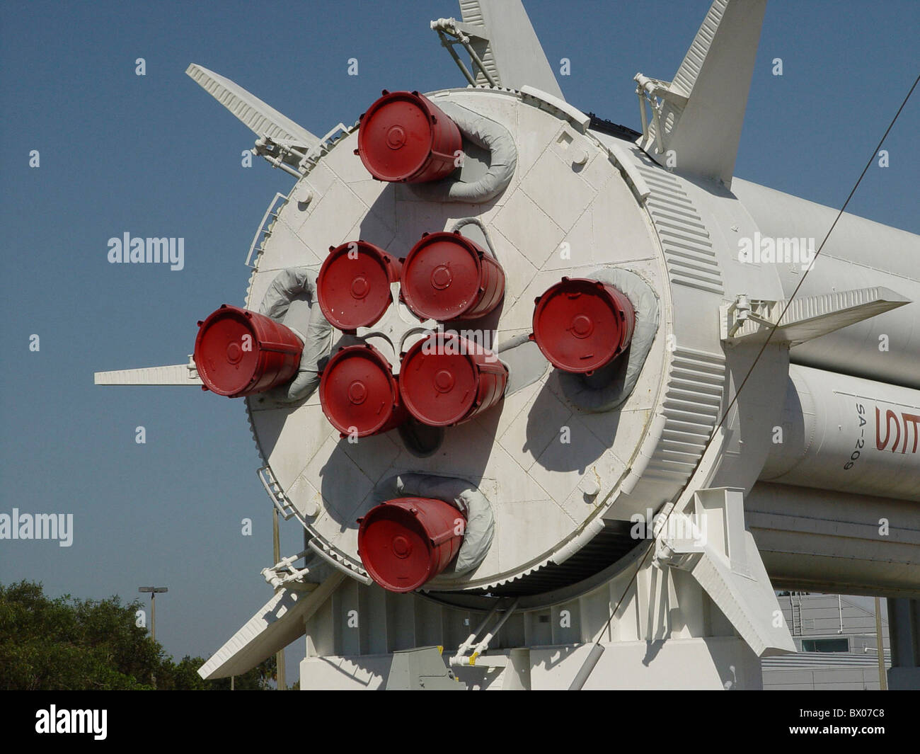 Apollo mission cape Canaveral close up detail Florida Kennedy Space centre NASA rocket astronautics Rocking Stock Photo