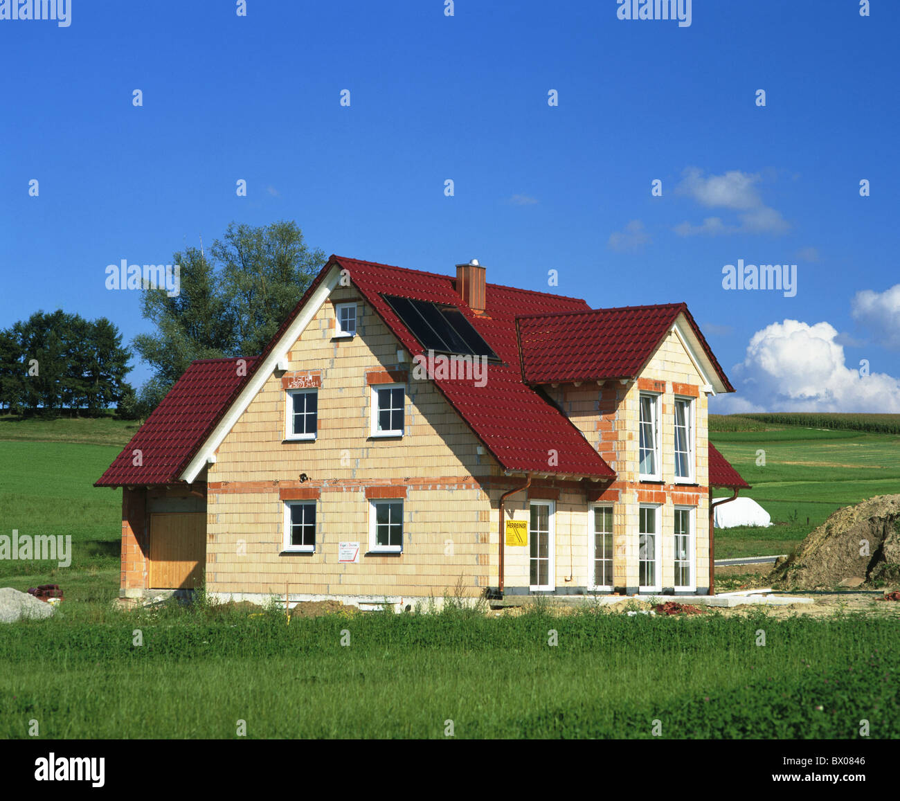 construction one family home dwelling house new building building site house home house