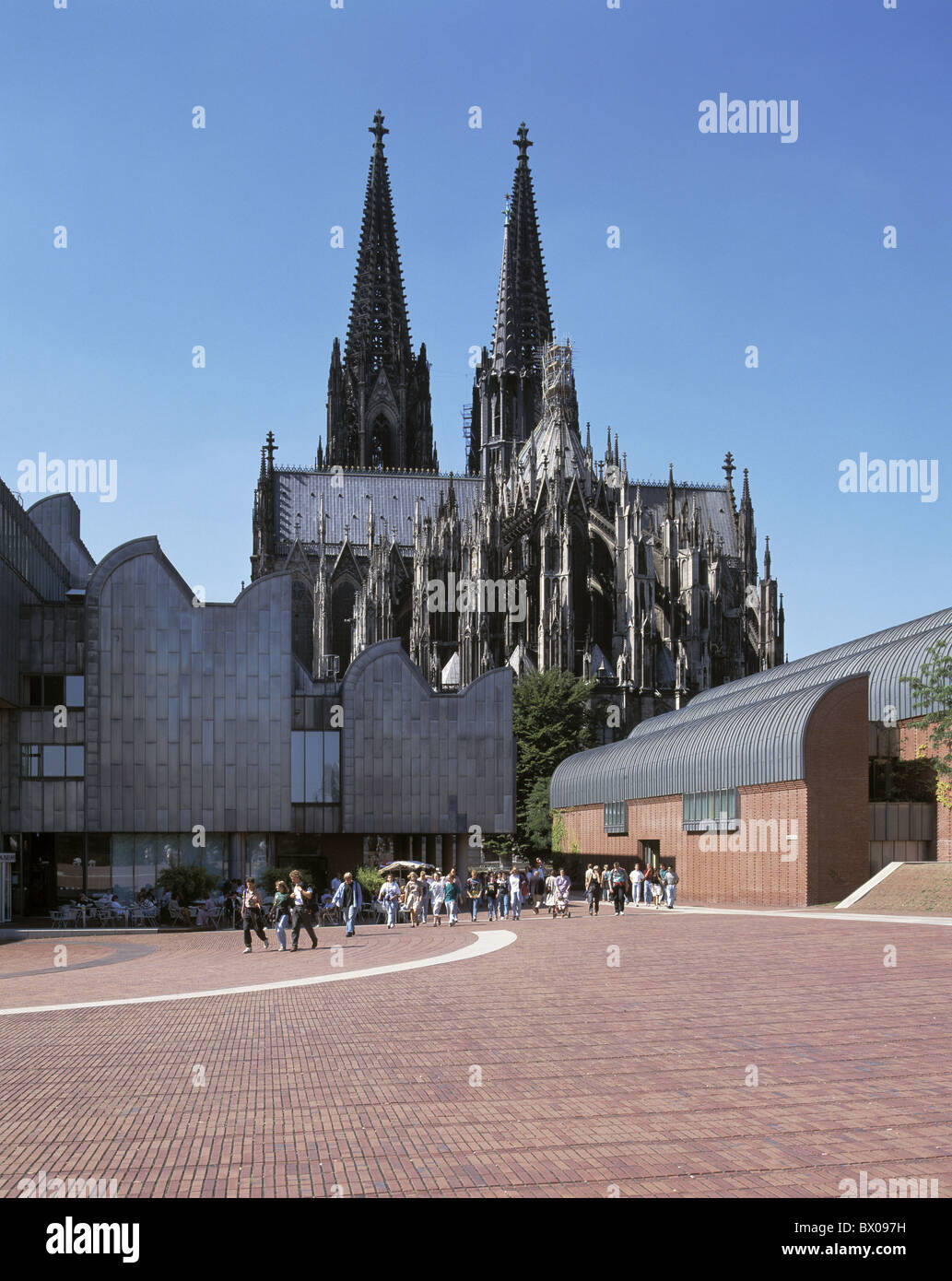 Germany Europe city center Cologne Cologne Cathedral Ludwig museum person Nordrhein Westphalia place town Stock Photo