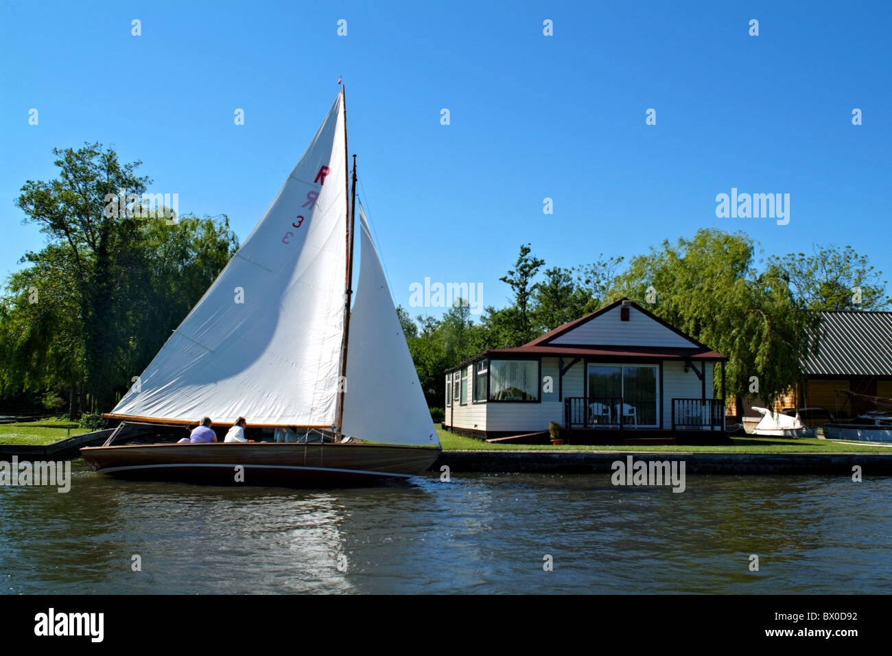 sailing boat on the norfolk broads Stock Photo Alamy