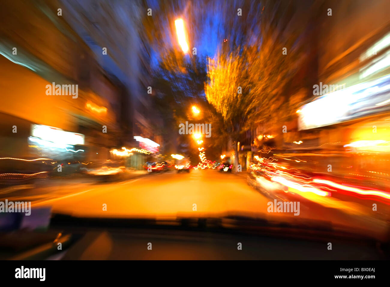 Nightride in Montevideo. Stock Photo