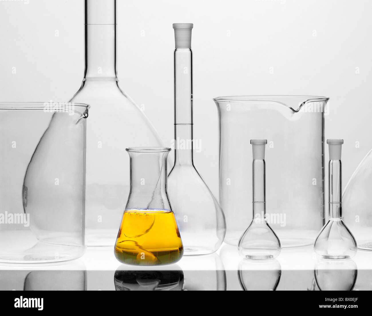 Glass laboratory equipment for science research Stock Photo Alamy