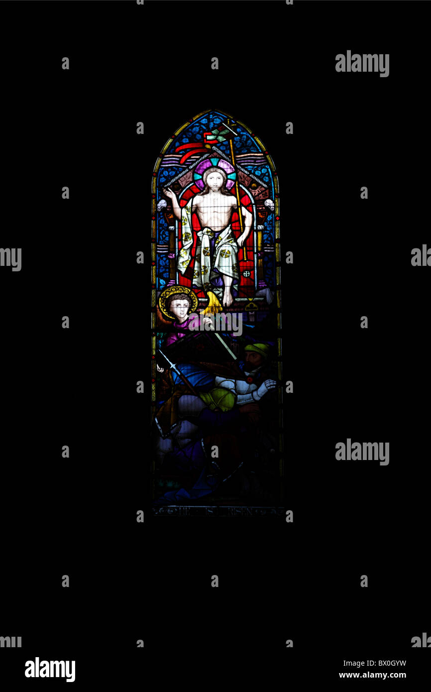 one of (17) images in this set related to St Mary the Virgin Church in Jackfield, Shropshire, England. Stained glass window. Stock Photo