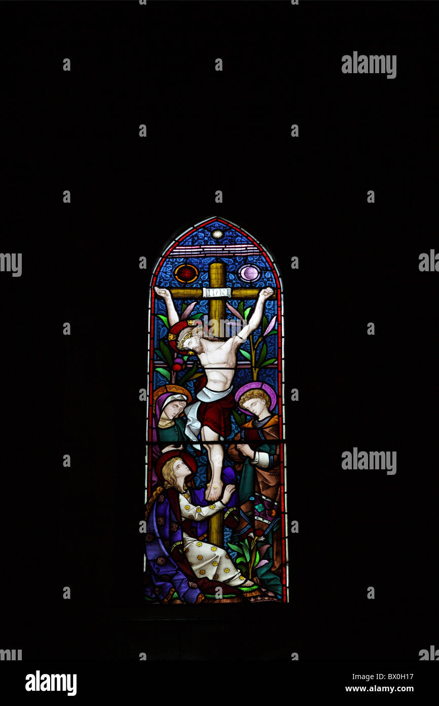 one of (17) images in this set related to St Mary the Virgin Church in Jackfield, Shropshire, England. Stained glass window. Stock Photo