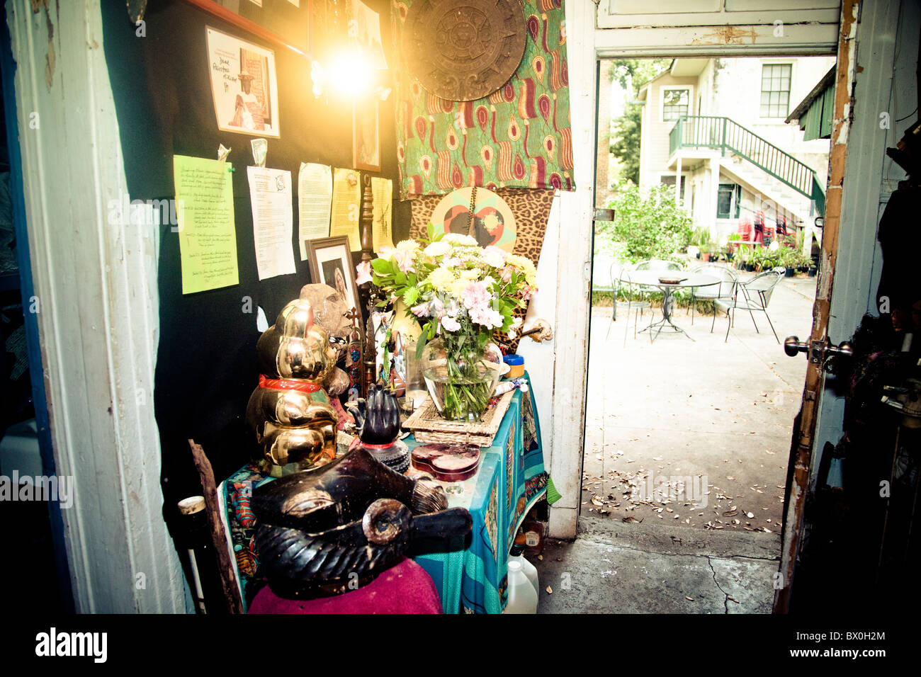 Voodoo Spiritual Temple in New Orleans, Louisiana, established in 1990 by Priestess Miriam and Priest Oswan Chamani. Stock Photo