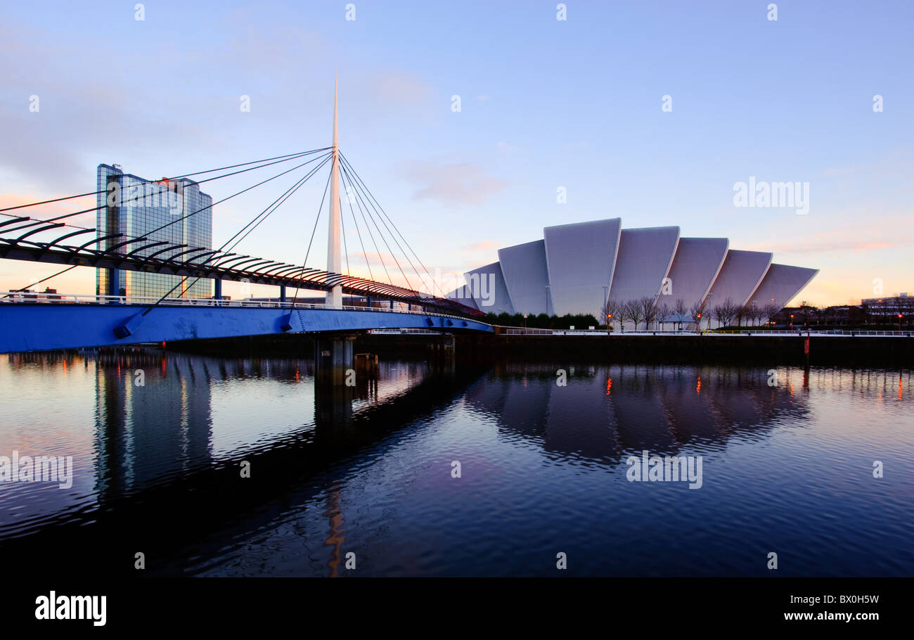 Bells Bridge and SECC, River Clyde, Glasgow, Scotland, UK. Stock Photo