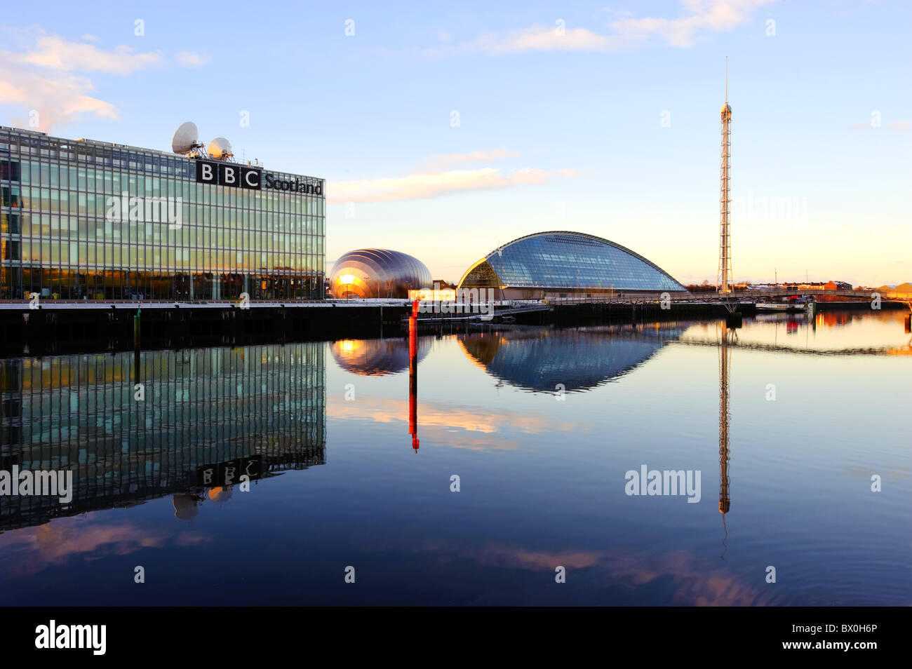 Glasgow Science Centre and Tower with BBC building in foreground