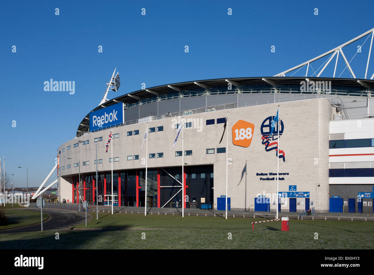 Bolton Wanderers, English Premier League football club, Reebok Stadium,  Middlebrook Retail Park, Horwich, UK Stock Photo - Alamy