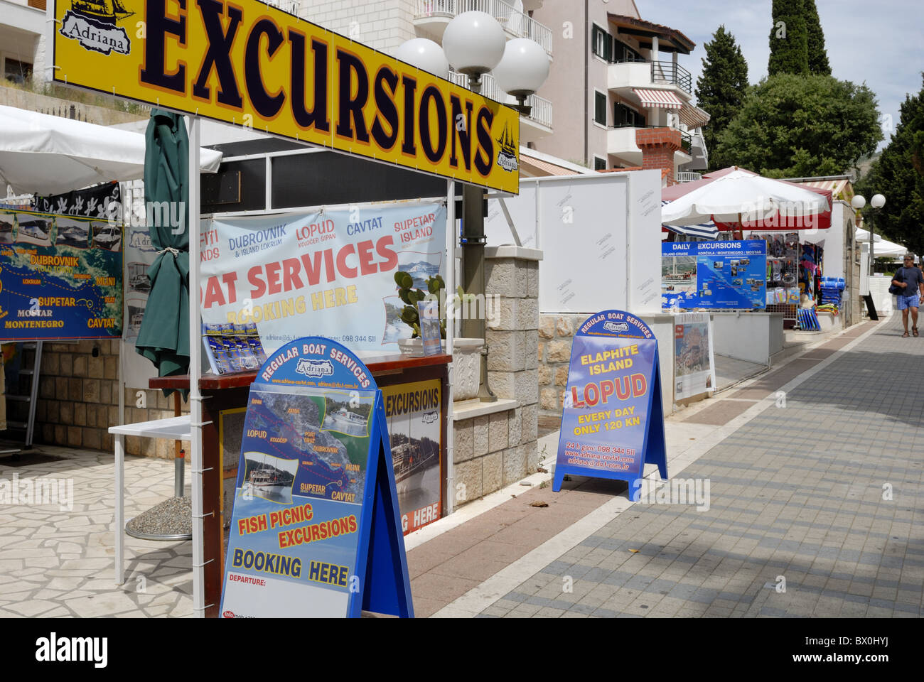 A fine view to travel agency offices in Setaliste Kralja Zvonimira street in Lapad area. The travel agencies sell excursions to Stock Photo