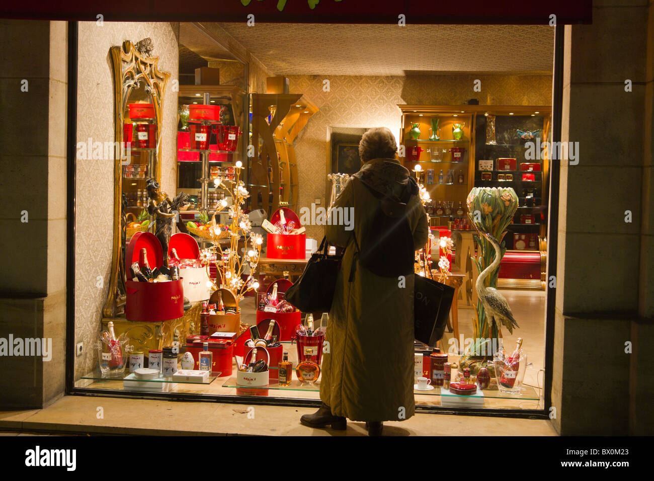 Maxim's luxury shop with Christmas decoration, rue Royale, Paris, France Stock Photo