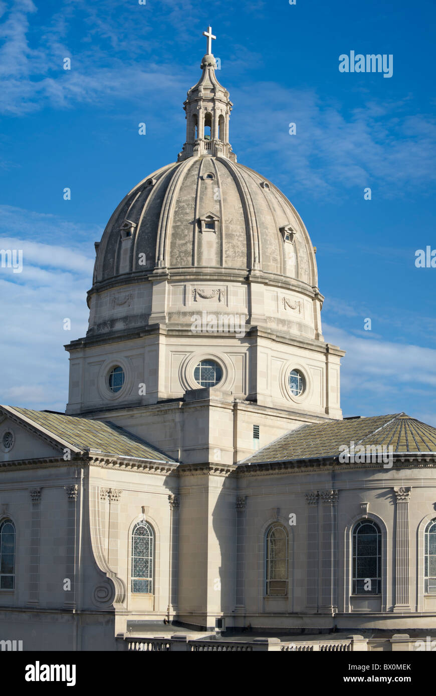 Dome of Catholic cathedral built of stone in Altoona, PA, USA Stock ...