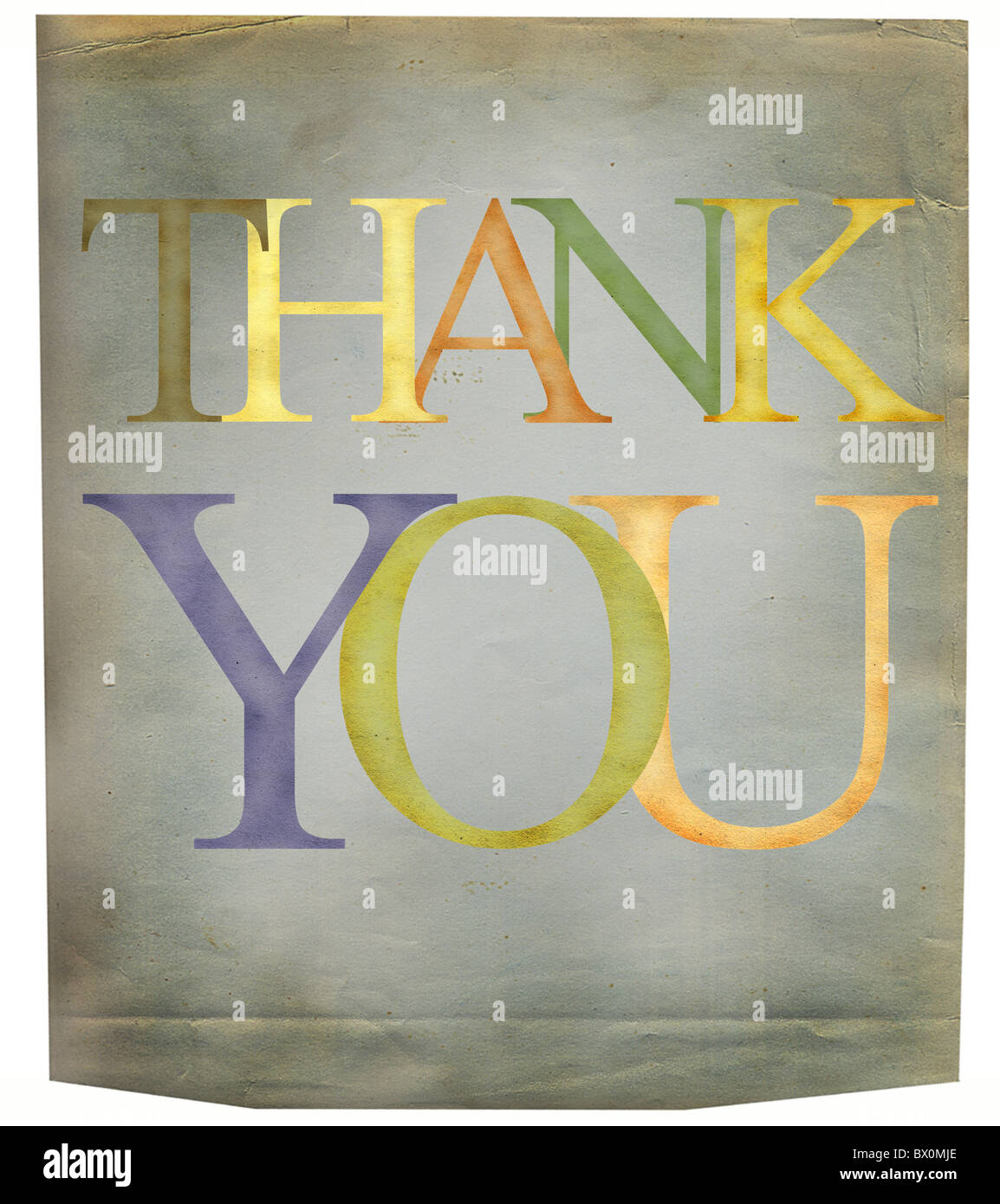 Inscription Thank You on retro paper Stock Photo - Alamy