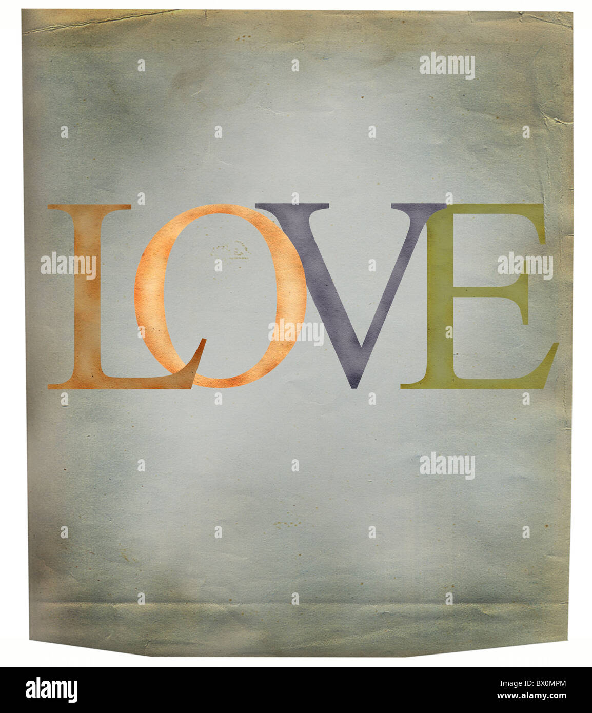 Inscription Love on retro paper background Stock Photo