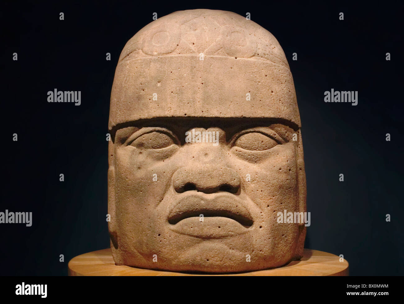 Ancient Olmec Colossal Stone Head - San Lorenzo, National Museum of Anthropology, Mexico City. Stock Photo