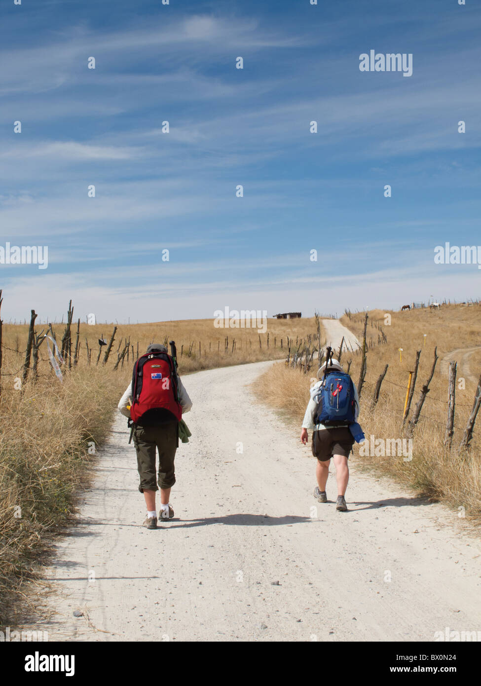 Walkers on the Camino de Santiago, Spain Stock Photo Alamy