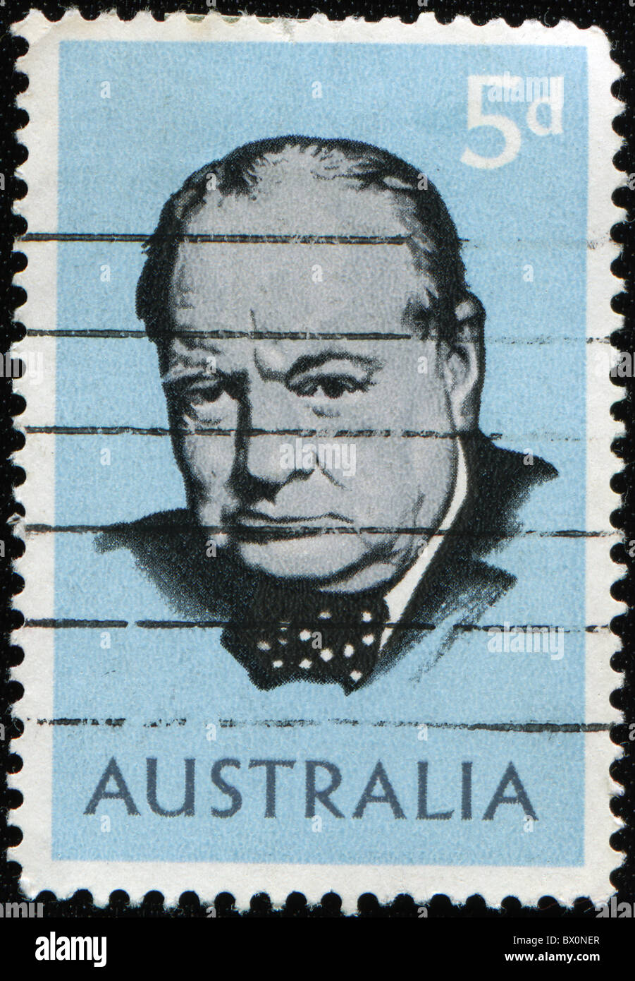 AUSTRALIA - CIRCA 1965: A stamp printed in Australia shows Winston Churchill, circa 1965 Stock Photo
