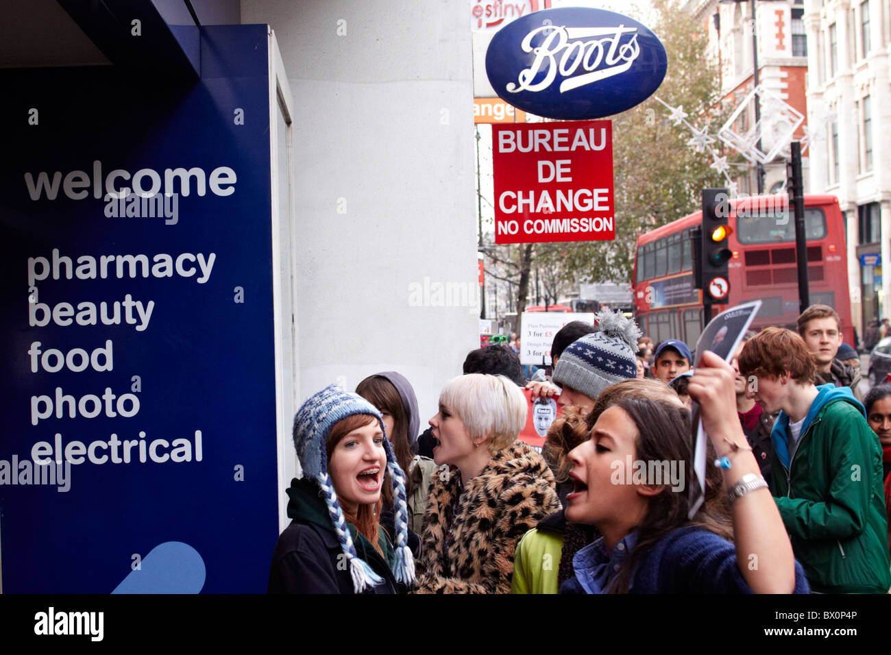 ukuncut protesters outside Boots on Oxford Street Stock Photo Alamy