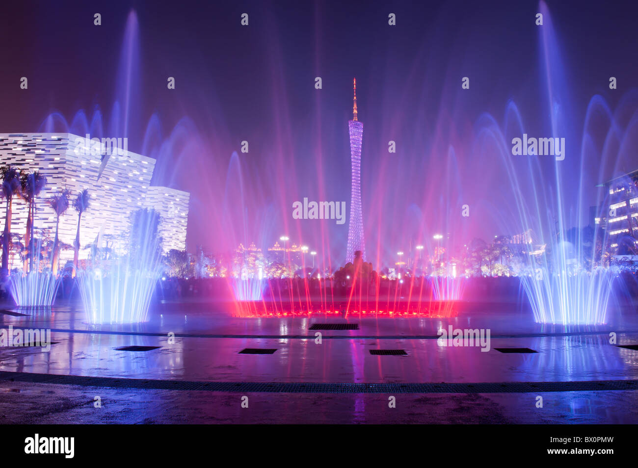 Fountain in Guangzhou Flower City Plaza, located in Zhujiang New Town