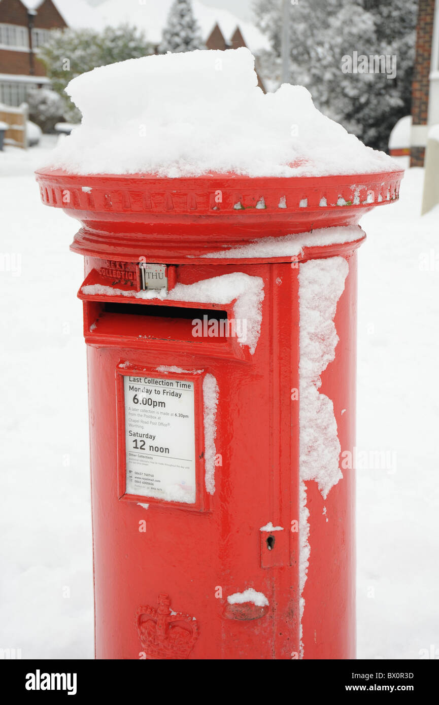 Royal Mail Post Box and snow Stock Photo