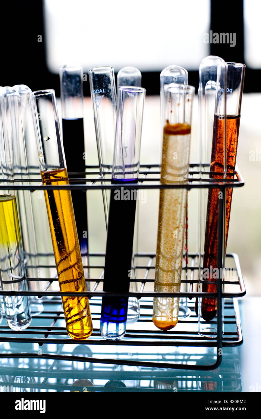 test tubes in a laboratory Stock Photo