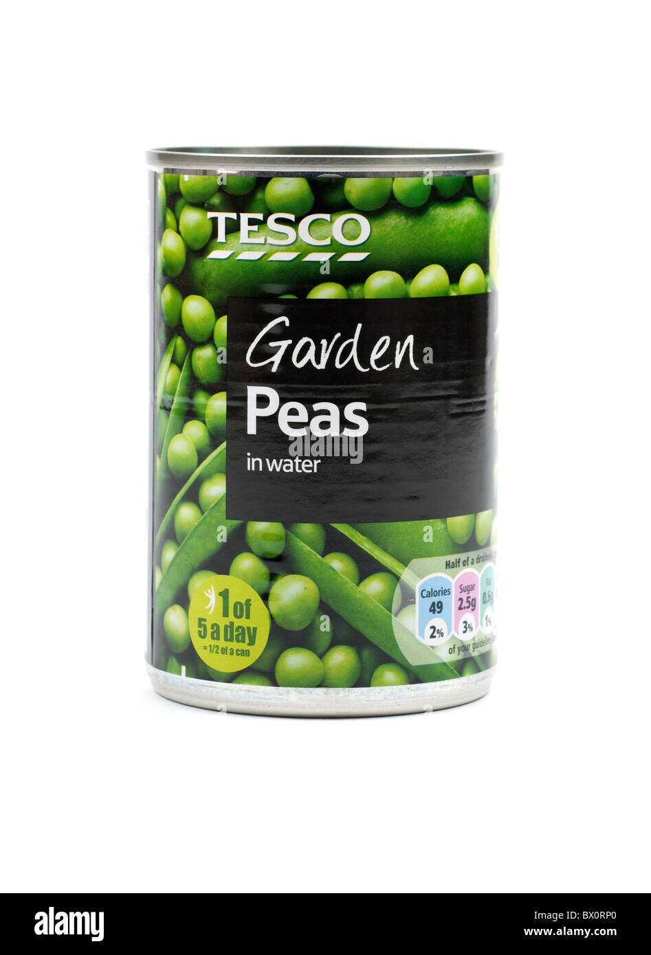 Tin of Tesco garden peas Stock Photo