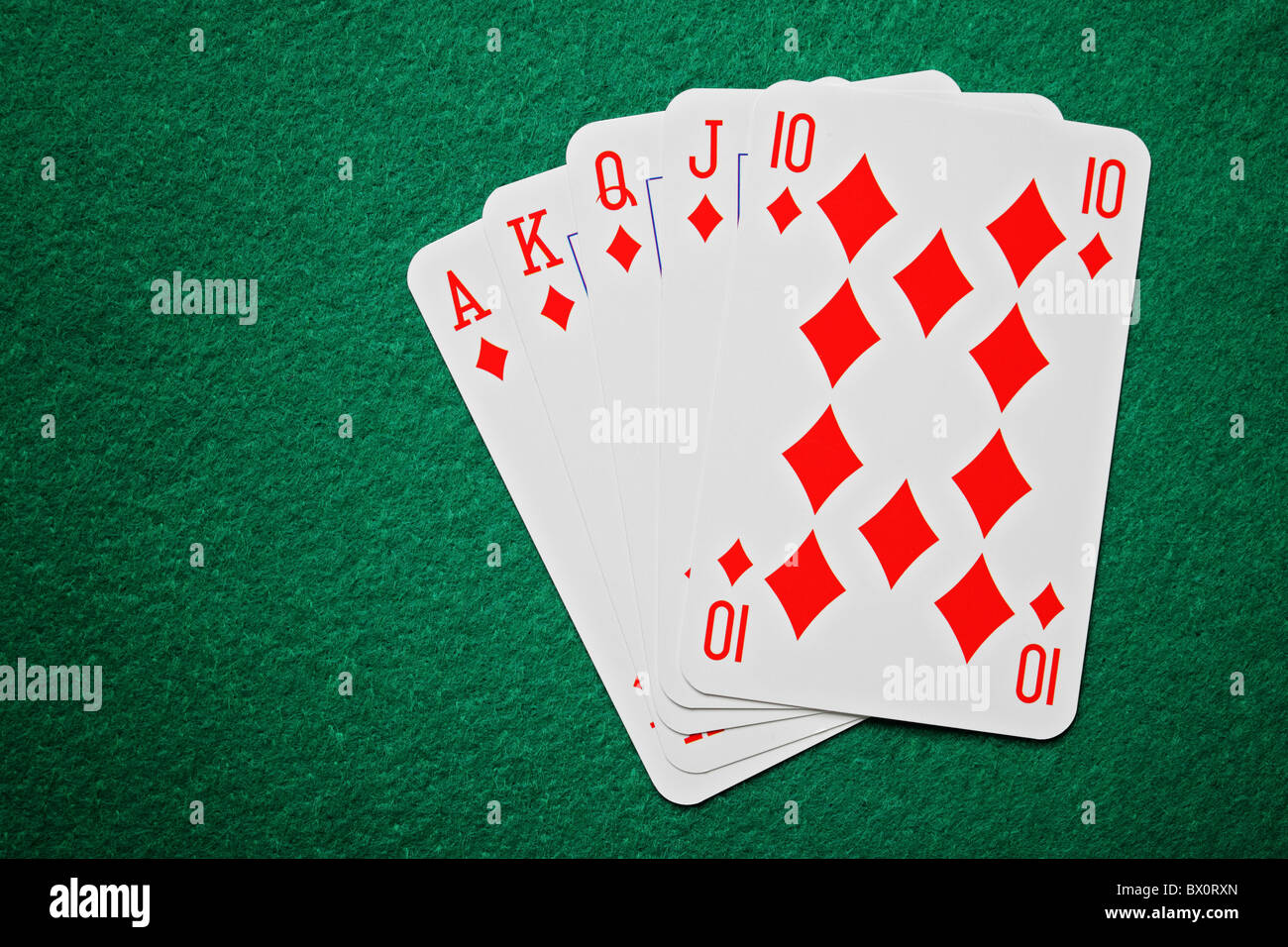 Royal straight flush poker cards Stock Photo Alamy