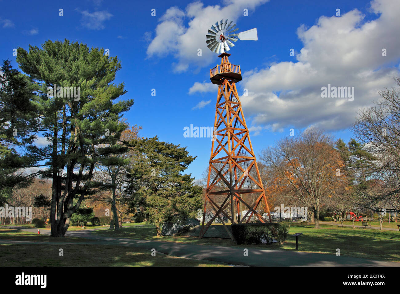 Windmill at Sagamore Hill - Historic home of Theodore Roosevelt, 26th President of the United States, Oyster Bay, Long Island NY Stock Photo