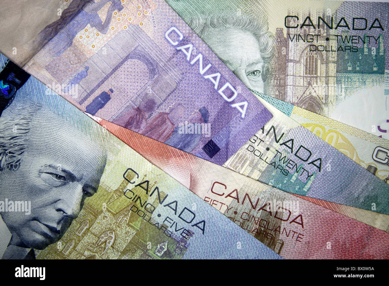 Canadian dollar Bank Notes Stock Photo
