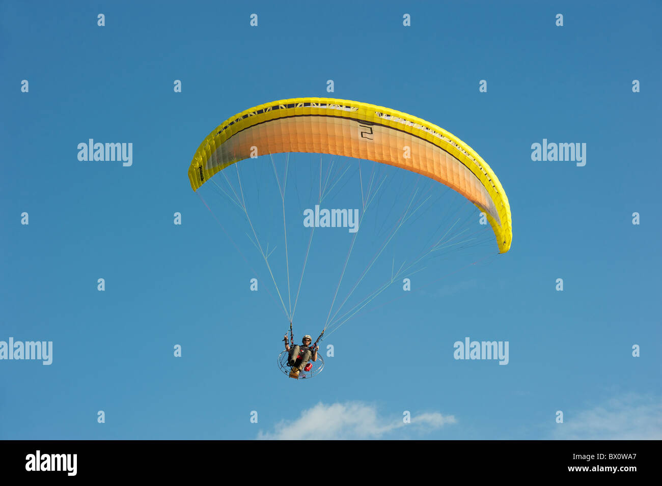 A parachute jump display at the hot air balloon fiesta in Bristol UK