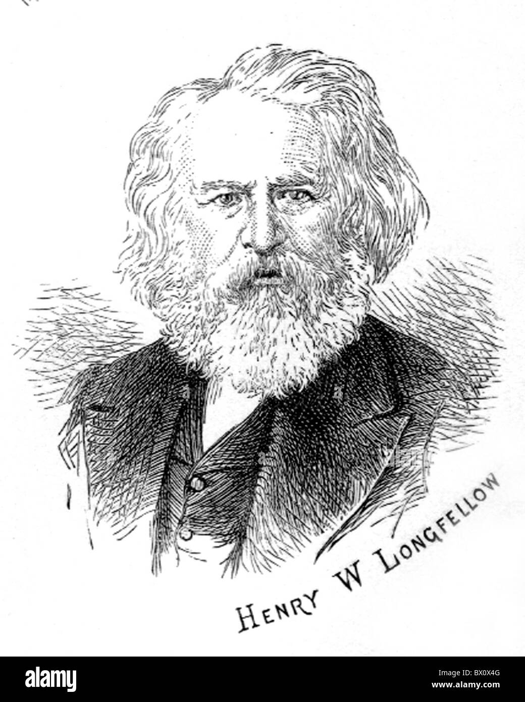 Archive image of historical literary figures. This is Henry W Longfellow. Stock Photo