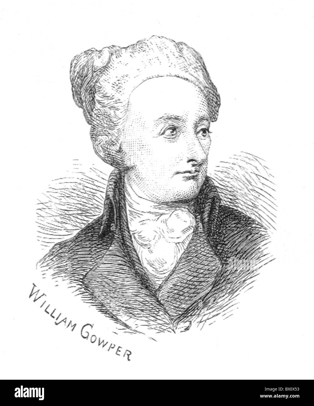 Archive image of historical literary figures. This is poet William Cowper. (1731-1800) Stock Photo