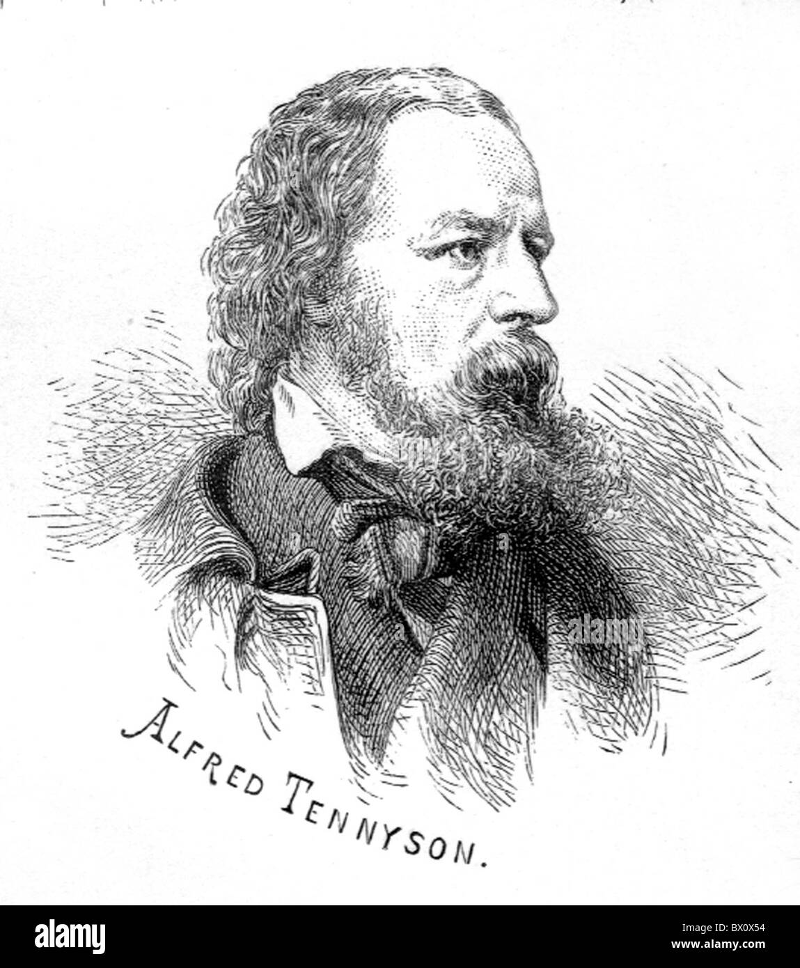 Archive image of historical literary figures. This is Lord Alfred Tennyson. Stock Photo