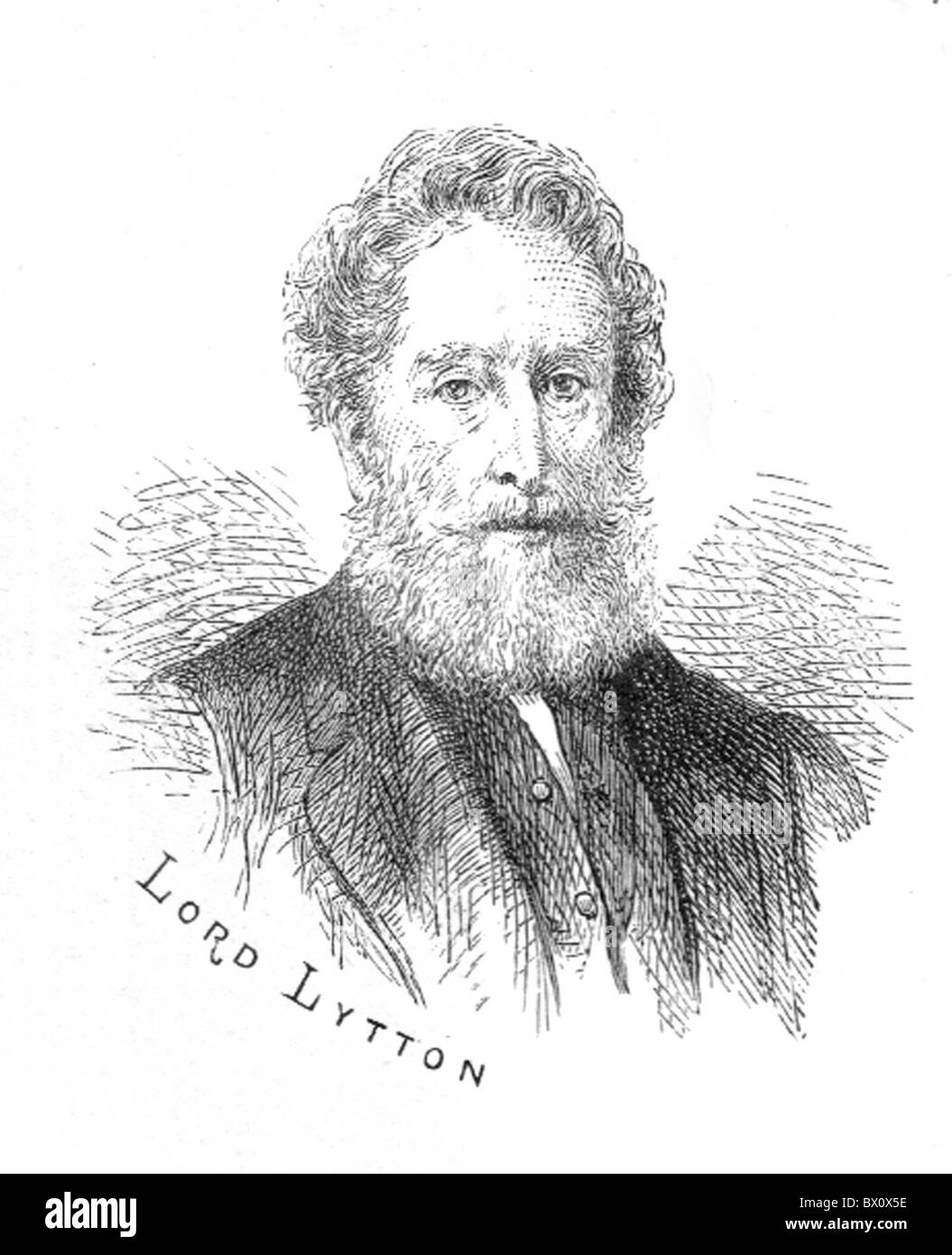 Archive image of historical literary figures. This is Lord Lytton. Stock Photo