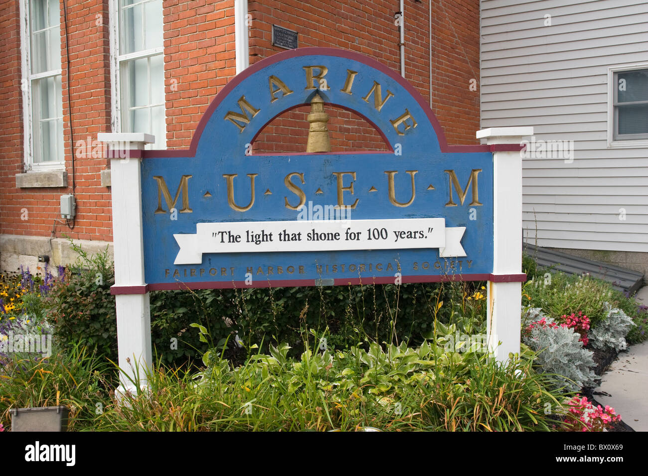 Sign for The Grand River Lighthouse or Fairport Harbor Lighthouse ...