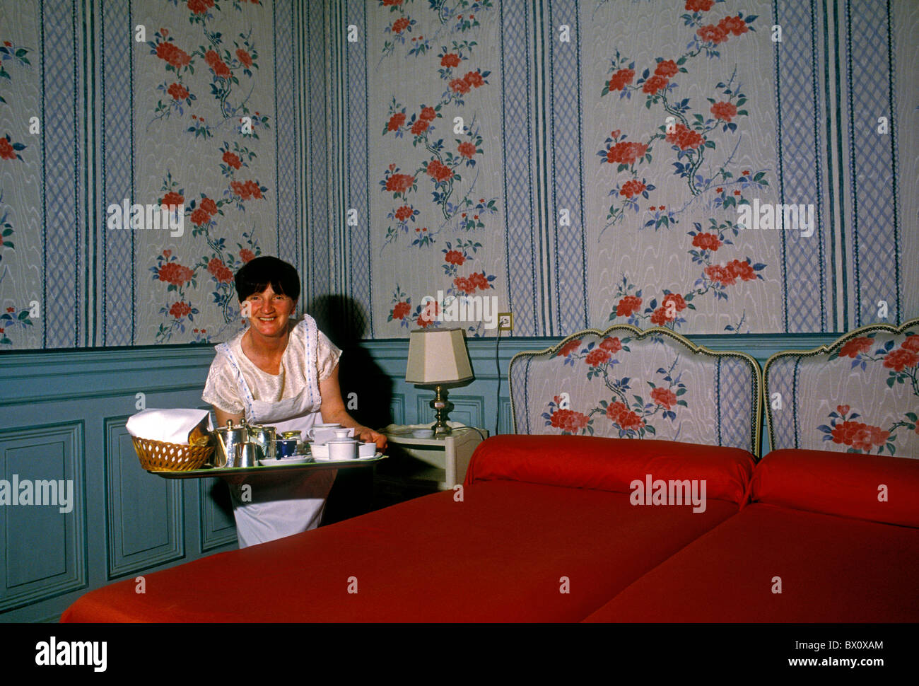 1, one, French maid, maid, French woman, room service, Chateau d'Isenbourg, Rouffach, Alsace, France, Europe Stock Photo