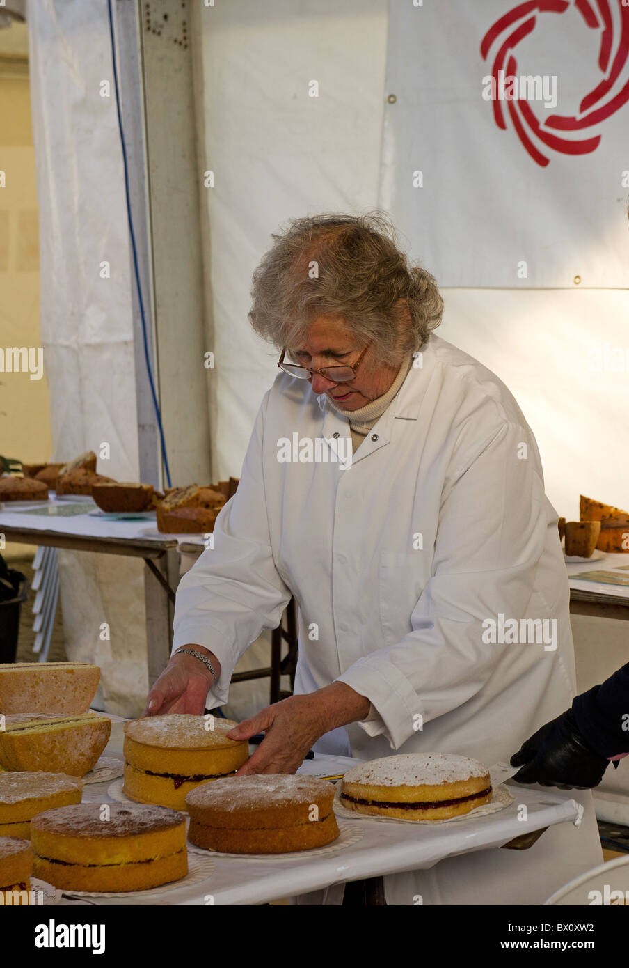 judging cakes at a womans institute baking competition Stock Photo