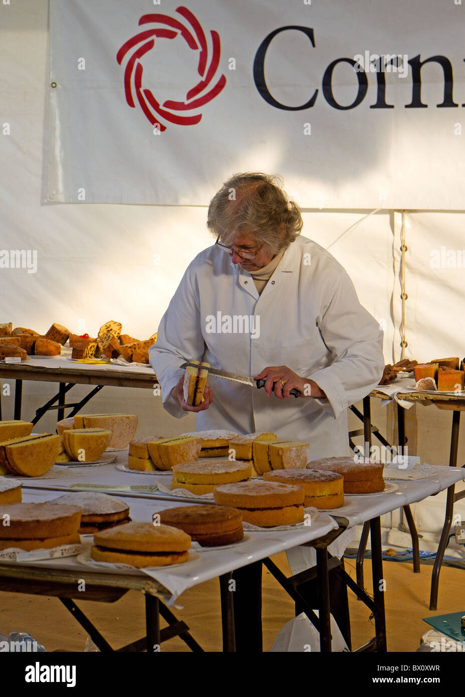 judging cakes at a womans institute baking competition Stock Photo