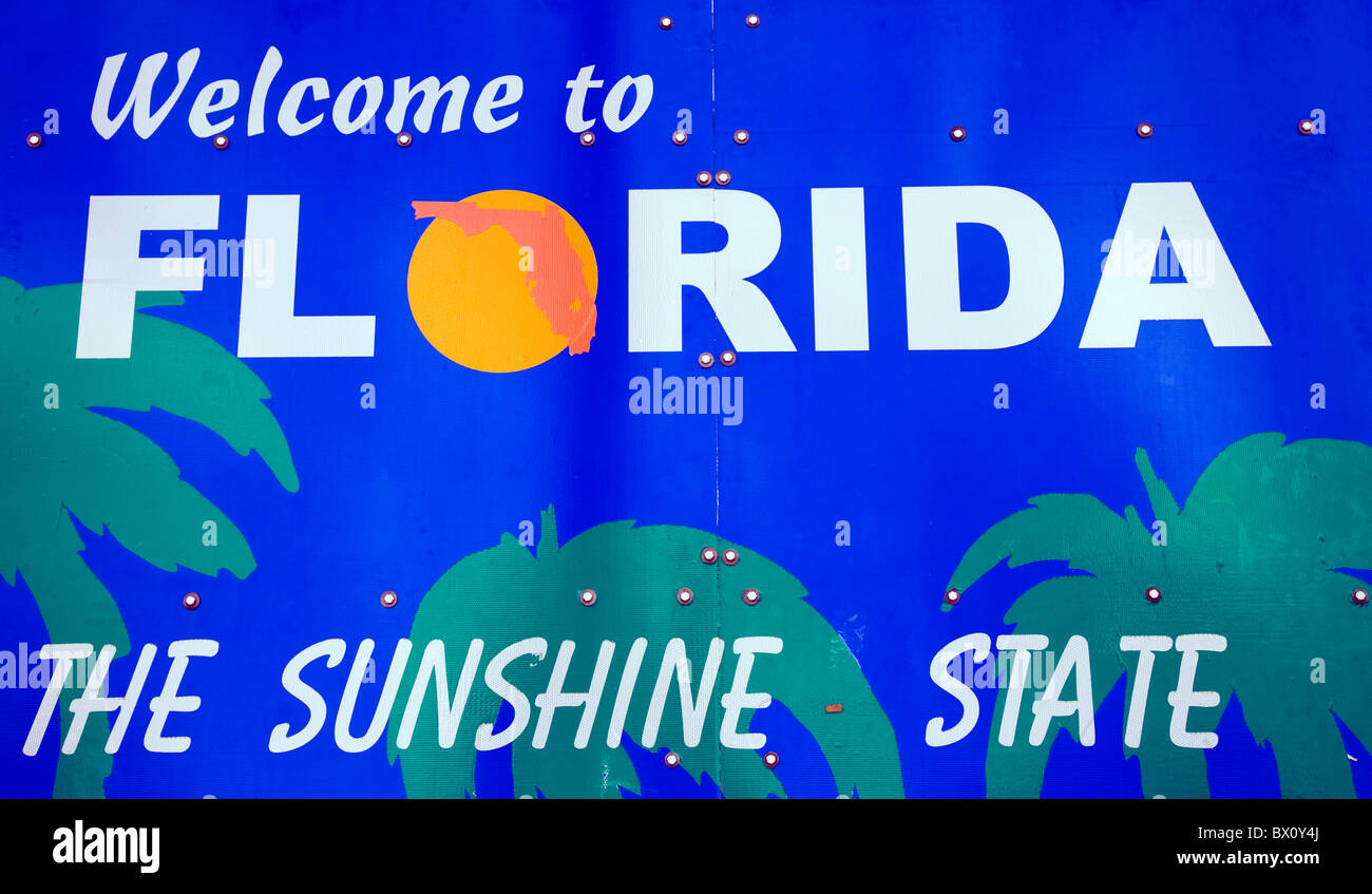Welcome to Florida sign - the Sunshine State Stock Photo