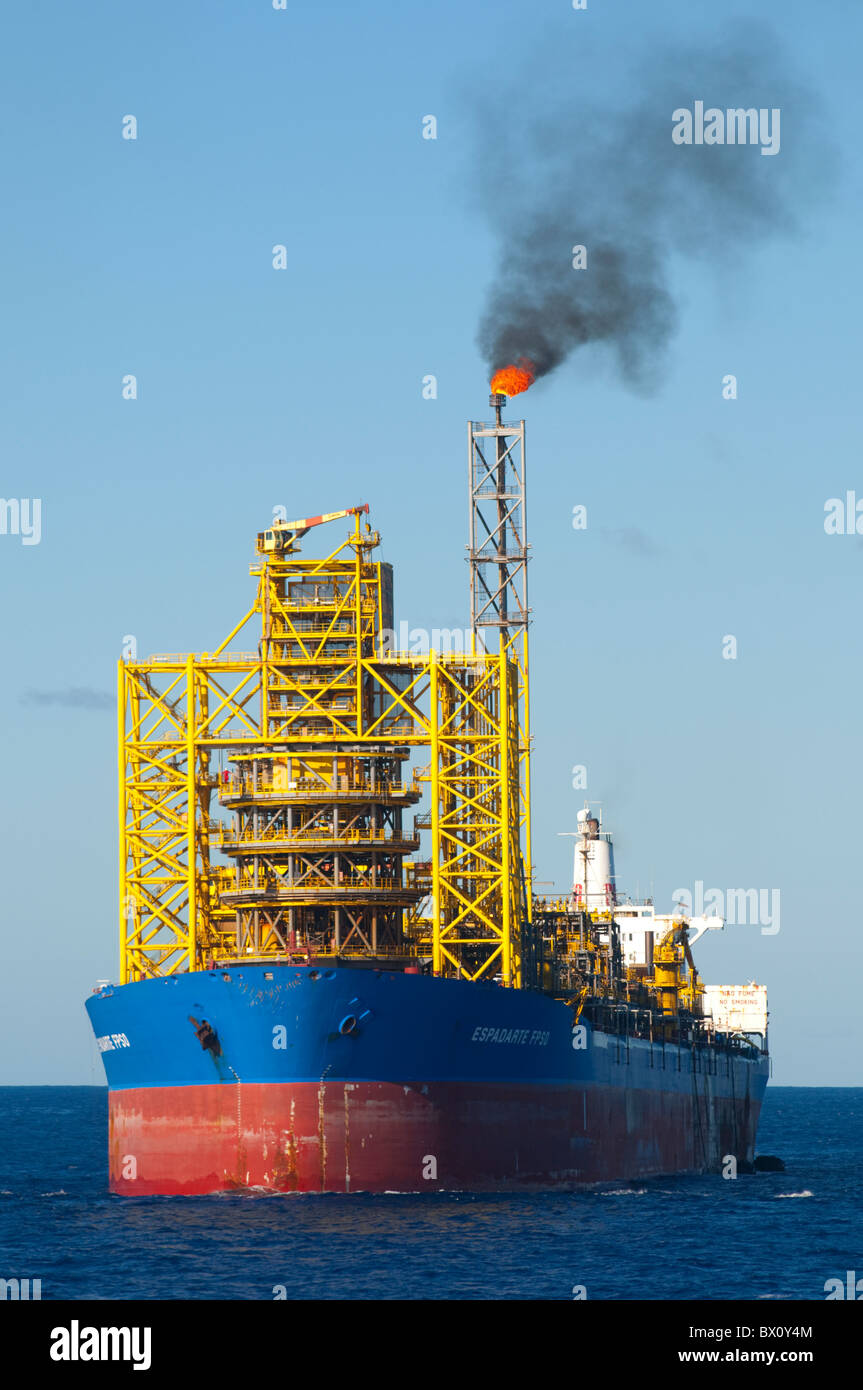 FPSO Espadarte from brazilian oil company Petrobras.  Campos basin, offshore Rio de Janeiro state, Brazil. Stock Photo