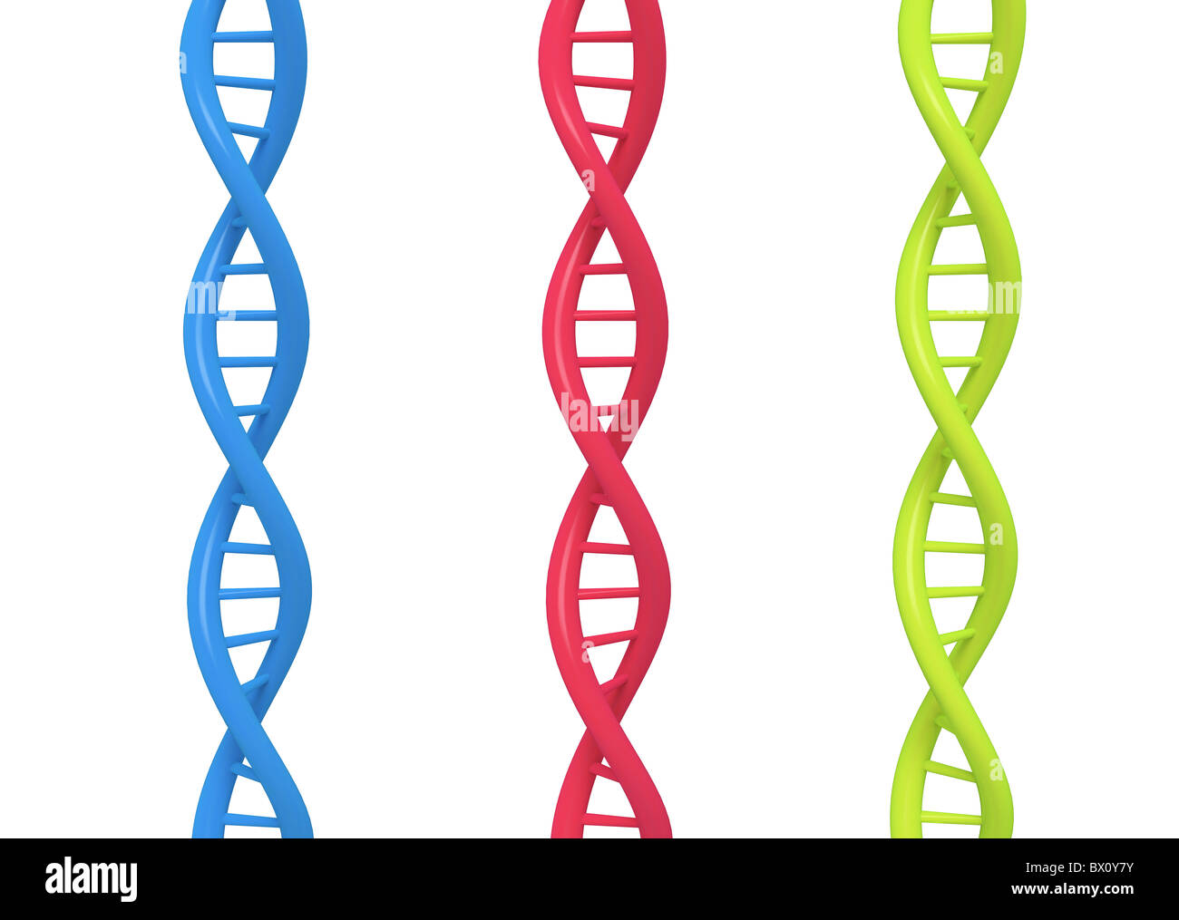 Three colorful dna strands isolated on white Stock Photo Alamy