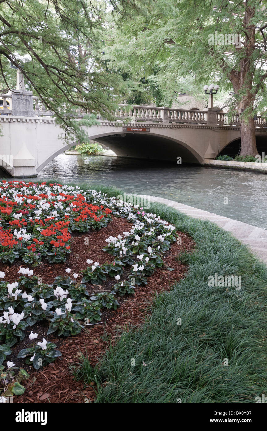 The San Antonio riverwalk and river, San Antonio, Texas Stock Photo