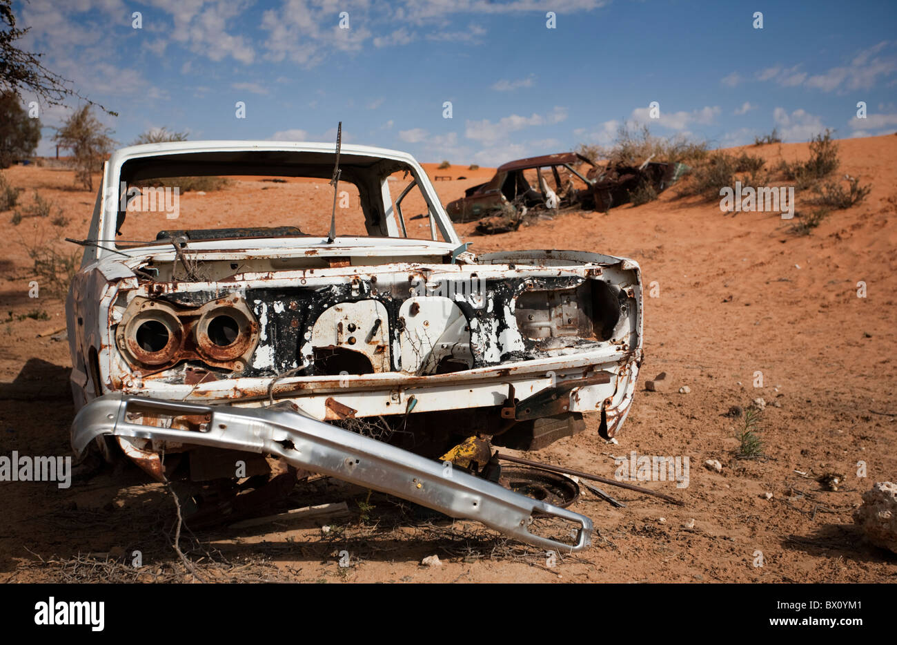 Abandoned cars in the Kalahari South Africa. Stock Photo
