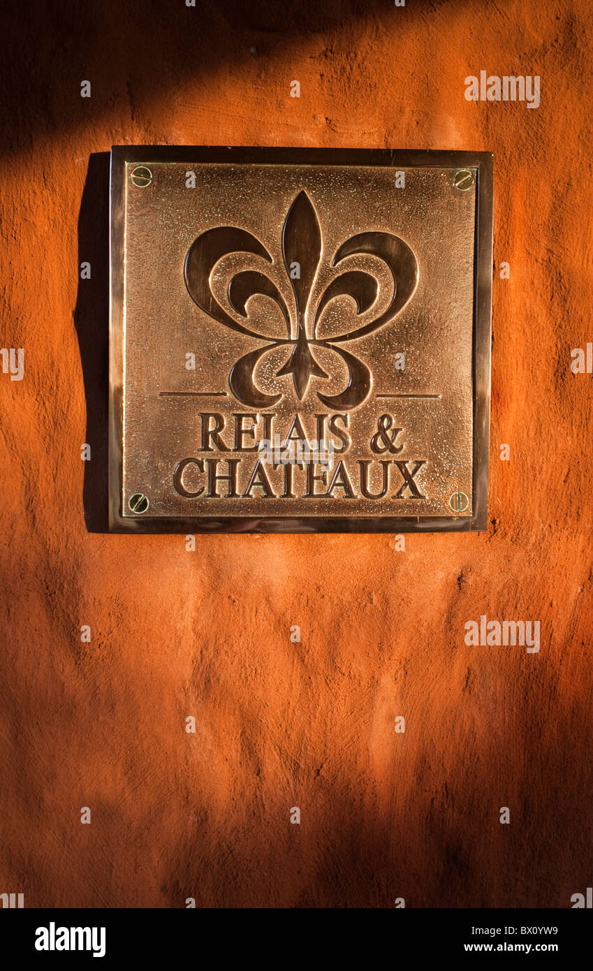 Sign on a Relais & Chateaux approved establishment. Stock Photo
