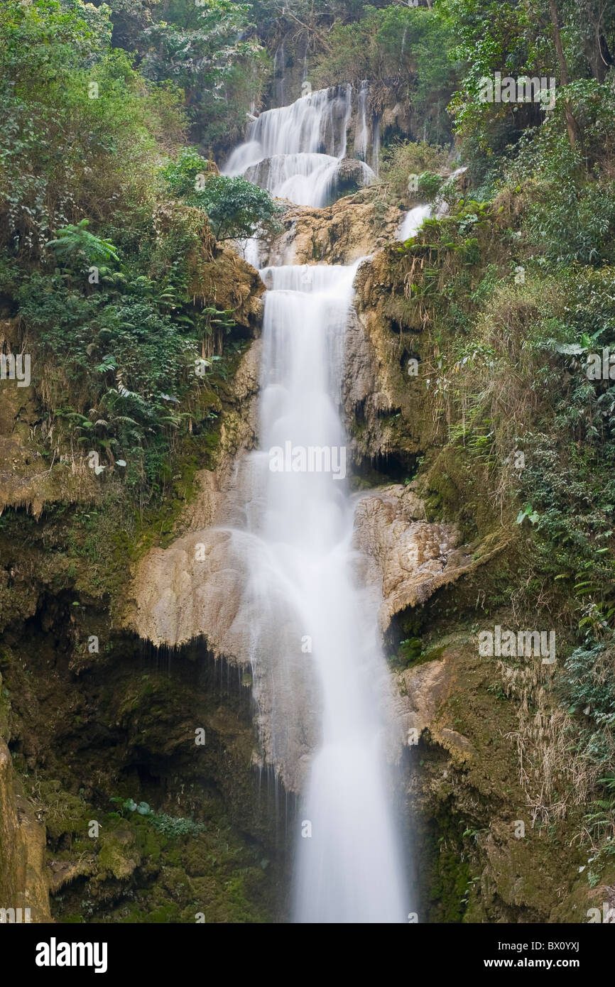 Waterfall Tat Kuang Si near Luang Prabang in Laos Stock Photo