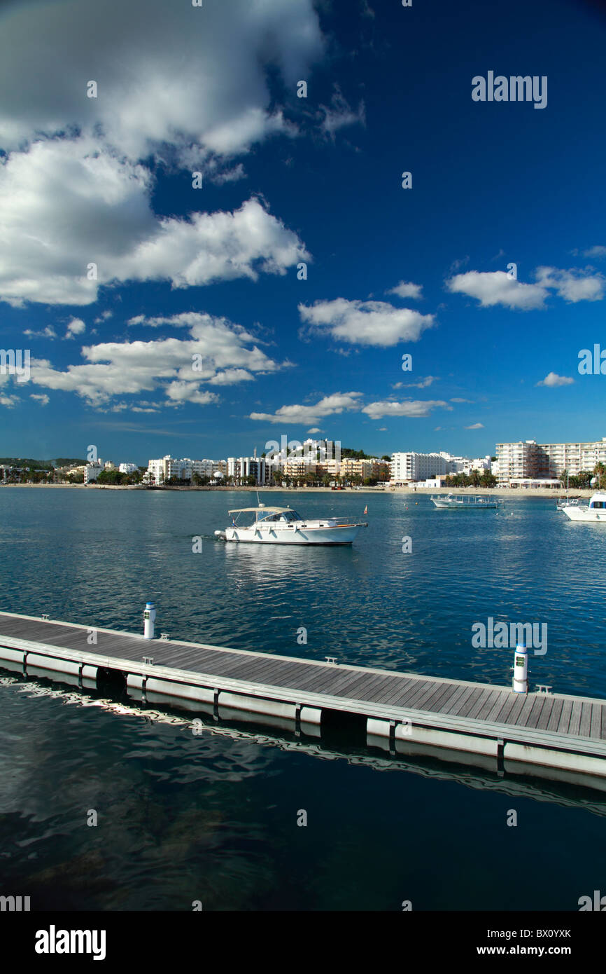 View of the bay of Santa Eulalia (Santa Eularia), Ibiza, Spain Stock Photo