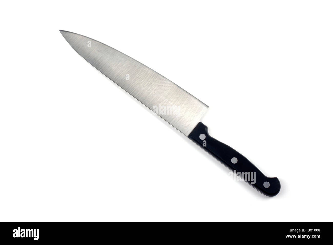 Large stainless steel knife isolated on white background Stock Photo