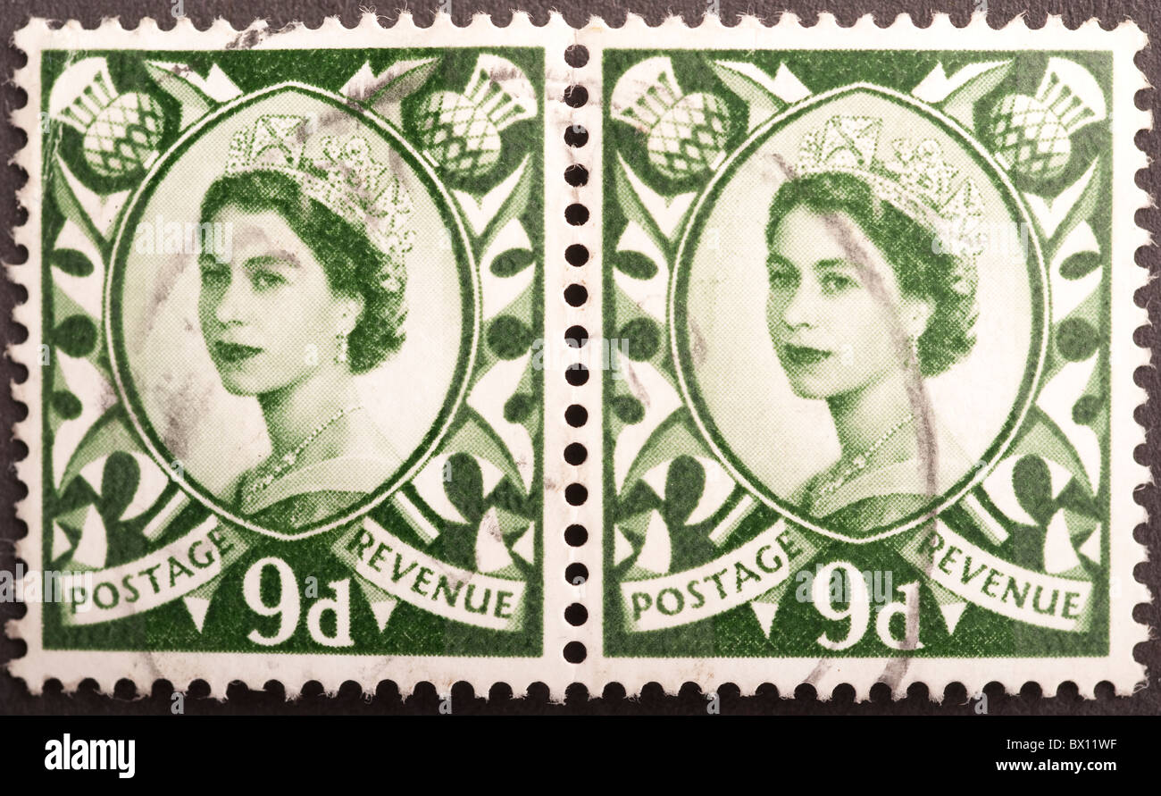 UK Scottish Definitive Postage Stamp 9d, 1967 Issue Stock Photo