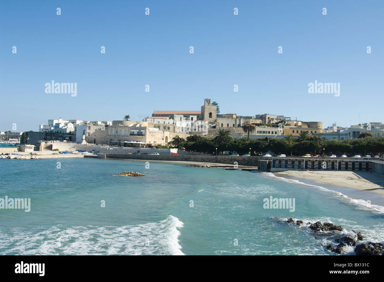 Beach and harbour at Otranto Puglia southern Italy Stock Photo