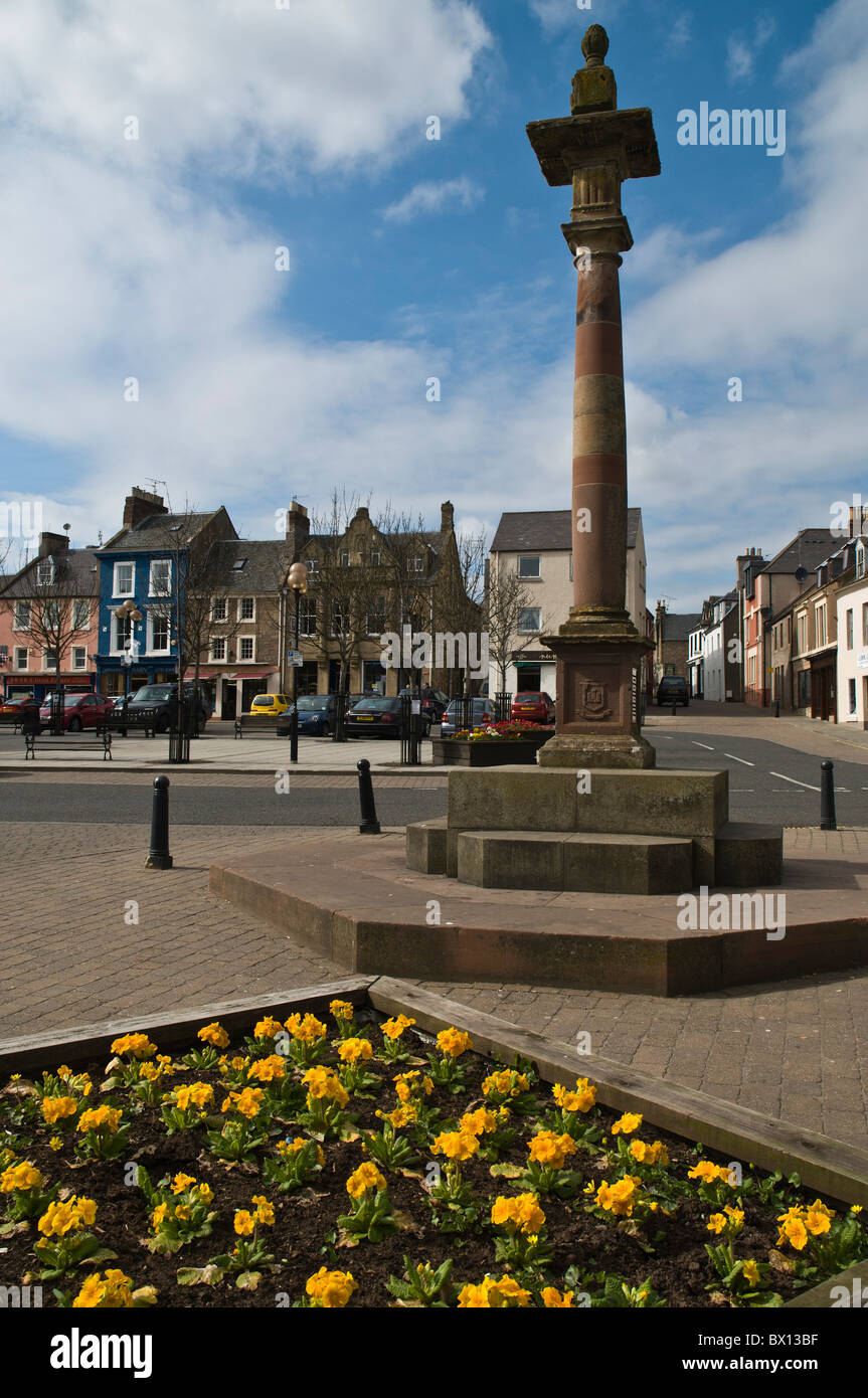 dh  DUNS BORDERS Duns Mercat Cross in the town Market Square Stock Photo